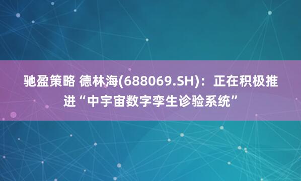 驰盈策略 德林海(688069.SH)：正在积极推进“中宇宙数字孪生诊验系统”