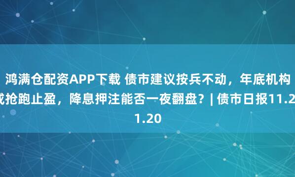 鸿满仓配资APP下载 债市建议按兵不动，年底机构或抢跑止盈，降息押注能否一夜翻盘？| 债市日报11.20